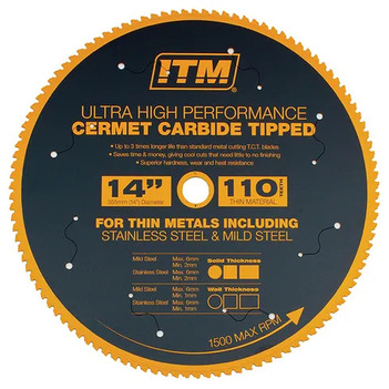 350mm Cermet Carbide Metal Cutting Blade 110T ITM SSBL350-CERMET110