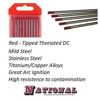 Pre-Ground TIG Tungsten Sharpened Electrodes Red 2% Thoriated 5-Pack 3/32 x 1.5 