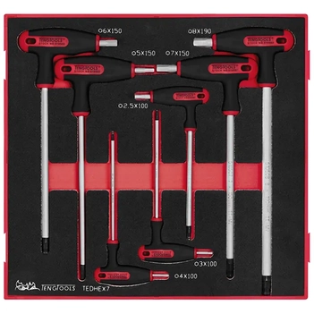 T-Handle HEX Set 2.5-8mm 7-Piece TED-Tray Teng Tools TE-TEDHEX7