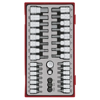 1/4" & 3/8" Dr. Bits Socket Set 35-Piece TC-Tray Teng Tools TE-TTBS35