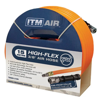 ITM Air Hose, 10mm (3/8") X 30m Hybrid Polymer Air Hose, Comes With Nitto Style Fittings