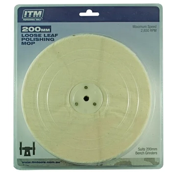 POLISHING MOP LOOSE LEAF, 50 FOLD, 200 X 25MM ITM TM405-002