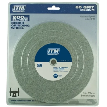 GRINDING WHEEL 200 X 25MM, 60 GRIT MEDIUM ITM TM406-004