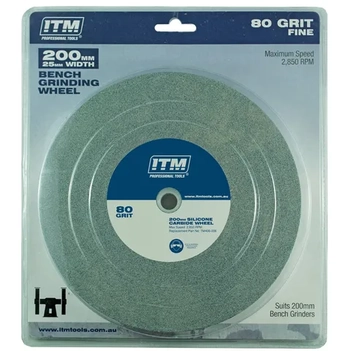 GRINDING WHEEL 200 X 25MM, 80 GRIT FINE ITM TM406-006