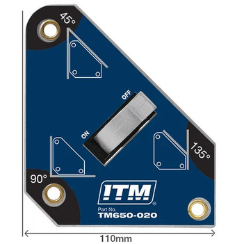 Switchable Welding Magnet, 30KGS Force, 110MM, 45°, 90° & 135°, Powerful NDFEB Magnet ITM TM650-020