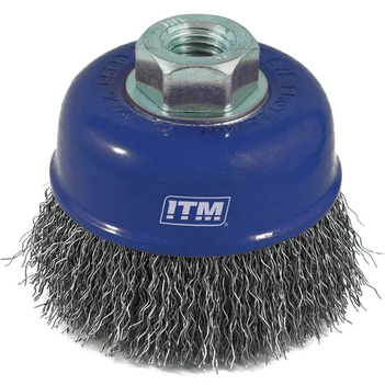 Crimp Wire Cup Brush Stainless Steel 75mm With Multi Bore Thread Adaptions ITM TM7010-275