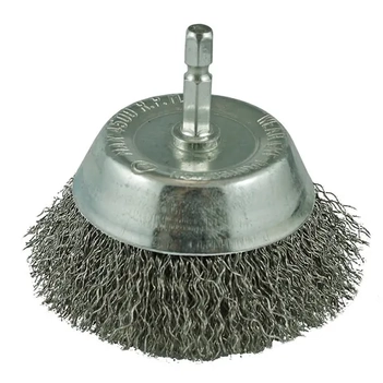 CRIMP WIRE SPINDLE MOUNTED CUP BRUSH 65MM, 1/4" HEX SHANK ITM TM7021-065