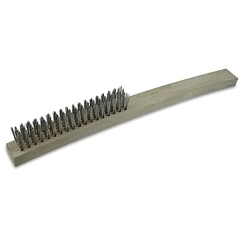 HAND BRUSH TIMBER HANDLE, LONG 353MM, 3 ROW STAINLESS STEEL ITM TM7050-008