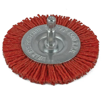 Nylon Spindle Mounted Wheel Brush 75mm Thickness 10mm 80 Grit 1/4" Hex Shank ITM TM7102-075