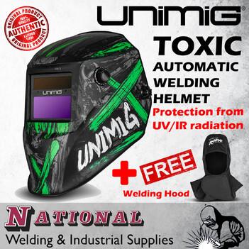 Toxic Automatic Welding Helmet UMTWH Bonus Unimig Black Hood 