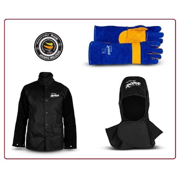 Welding Bundle Leather Jacket + Hood + Gloves - Heat Resistant Mig Tig Unimig UMWJ-BLKit main image