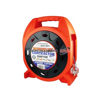 Extension Reel Contractor 15m Cable 15 Amp Plug 1.5mm conductor 240V Ac Ultracharge UR250-15R
