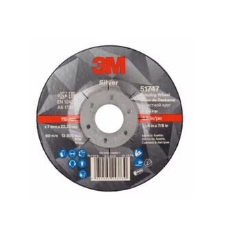 Silver Depressed Centre Grinding Wheel 115x 7x 22.23mm 3M UU009014901 Each