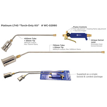 Platinum LT40 Torch Only Kit 400mm & 750mm Tubes + Ø50/65mm Tips and Handle Weldclass WC-02990