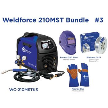 WELDFORCE 210MST MIG / STICK/ TIG Welder Bundle Weldclass WC-210MSTK3