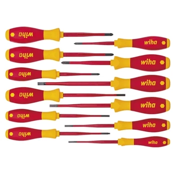 Slimfix Screwdriver Set Assorted VDE 1000V Insulated 12 Piece WIHA WH-41003