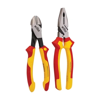 2 Piece Plier Set 41250 220mm Lineman's Plier & 26754 200mm Side Cutters, VDE 1000V Insulated WIHA WH-41926