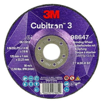 Cubitron™ 3 Grinding Wheel 125x7x22mm 36G 3M XC991967545-10 Pack of 10 main image